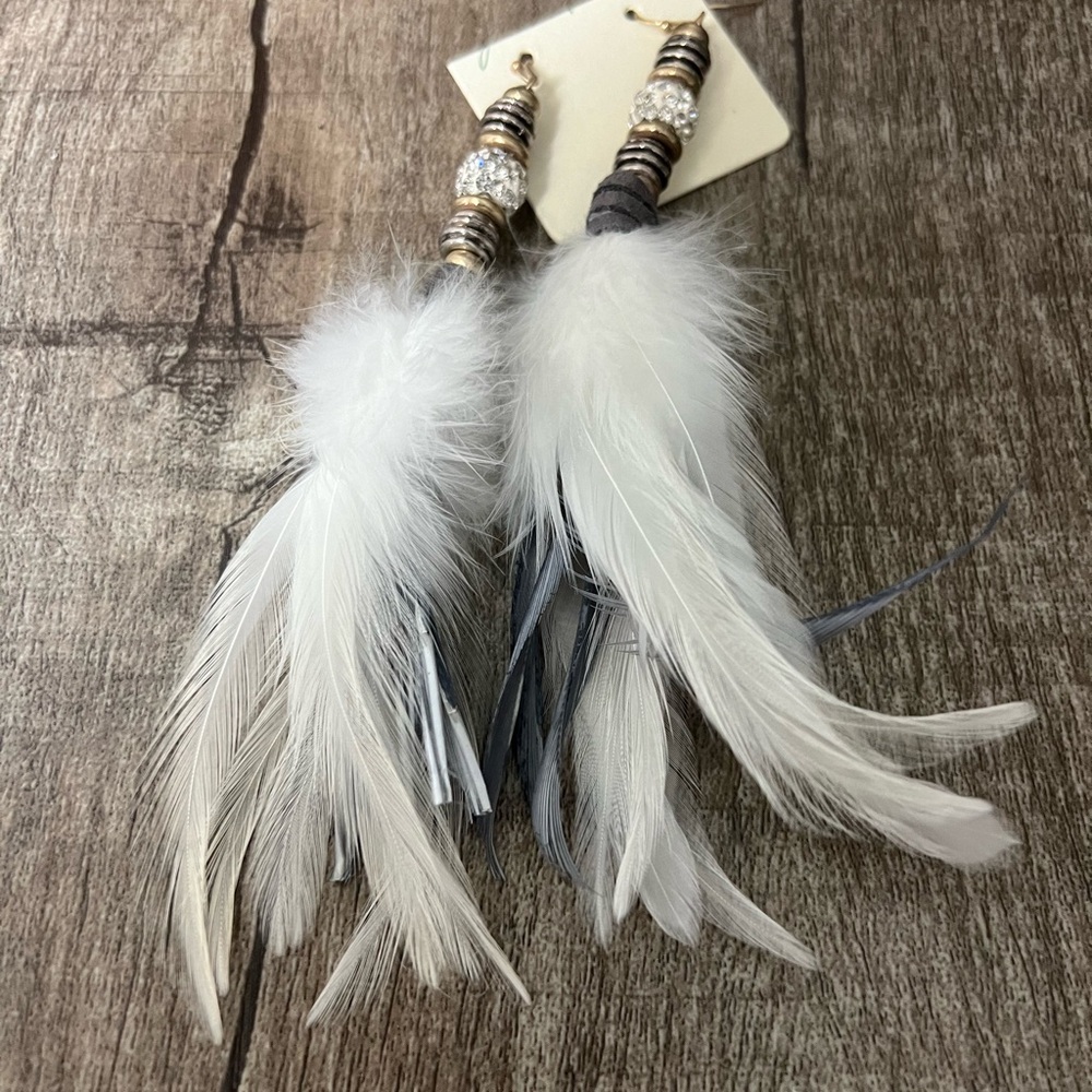 Handmade Feather Earrings - Picture 3 of 3